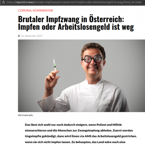 ⁉️ Brutaler Impfzwang in Österreich: Impfen oder Arbeitslosengeld ist weg⁉️